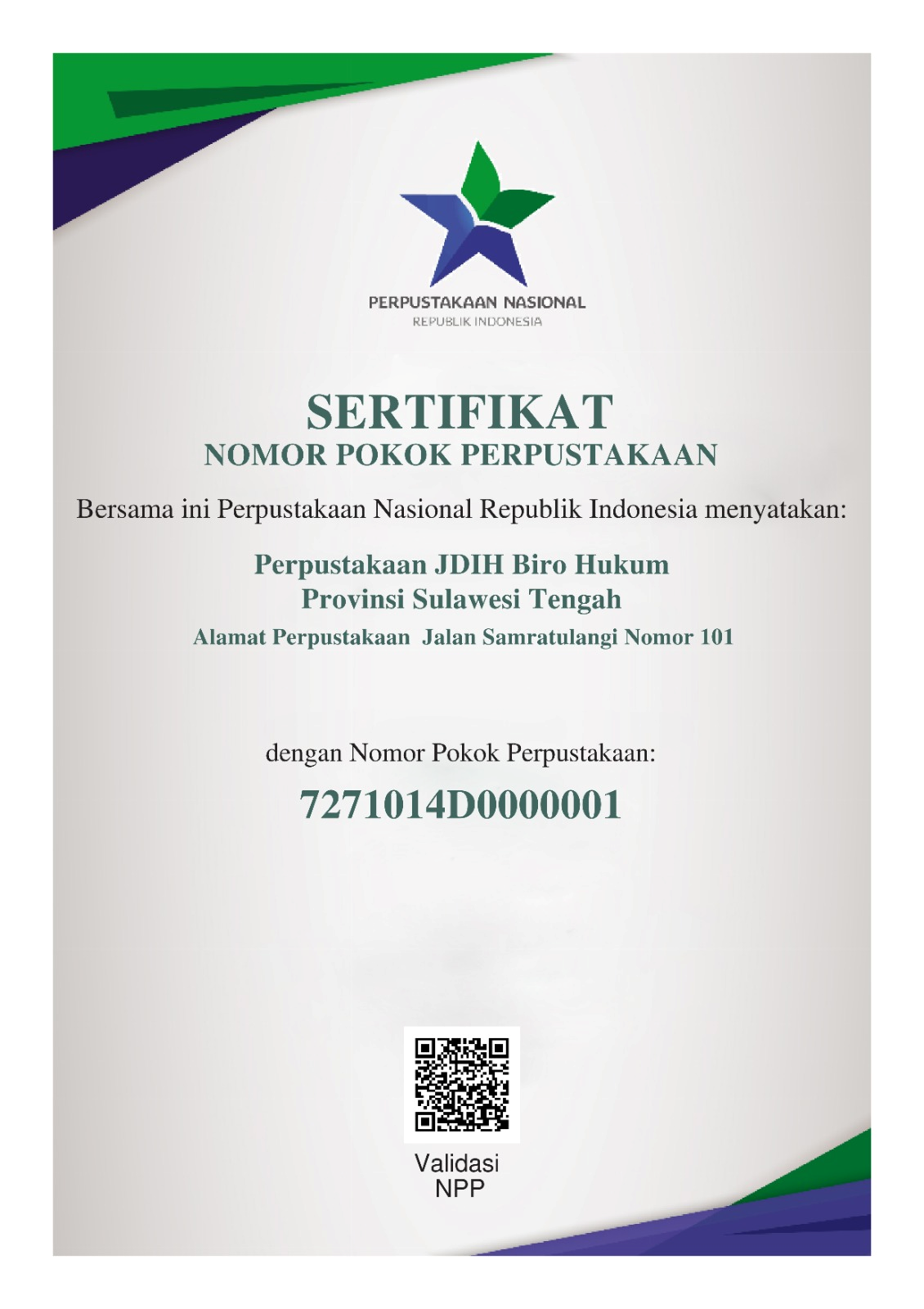 Perpus JDIH Prov Sulteng