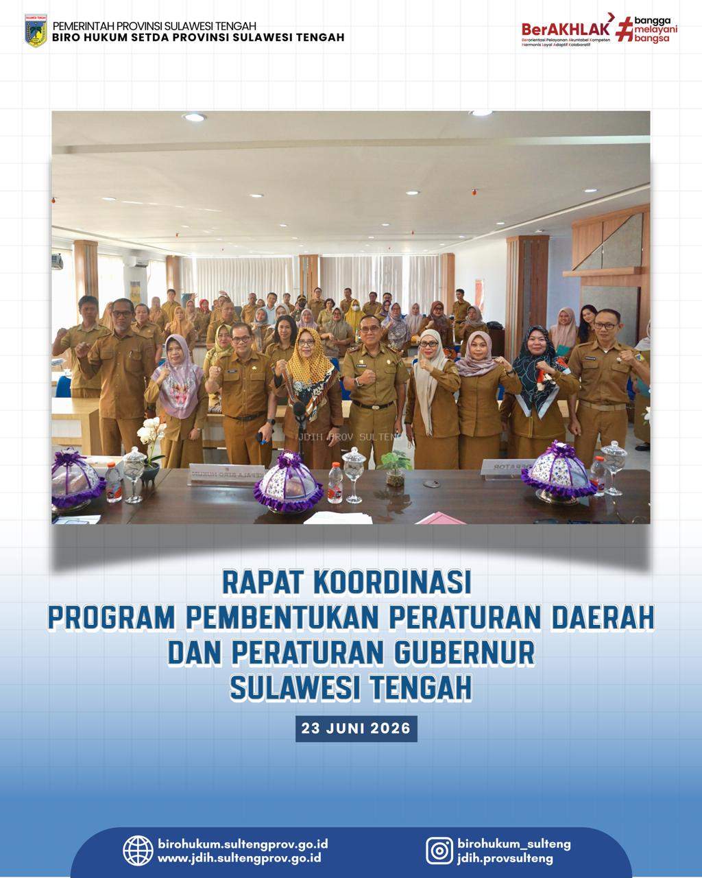 Rapat Koordinasi Program Pembentukan Peraturan Daerah dan Peraturan Gubernur Sulawesi Tengah Tahun 2026