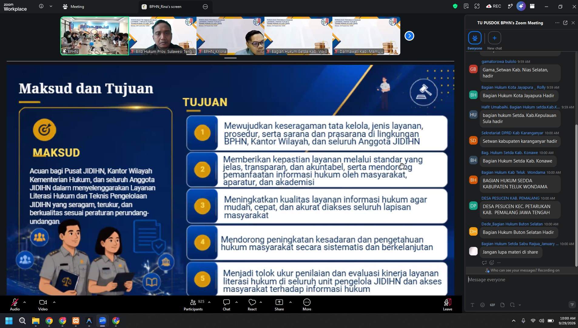 Tingkatkan Kualitas Layanan Informasi Hukum, Seluruh Pengelola JDIH Sulteng Ikuti Sosialisasi STARLA dari BPHN